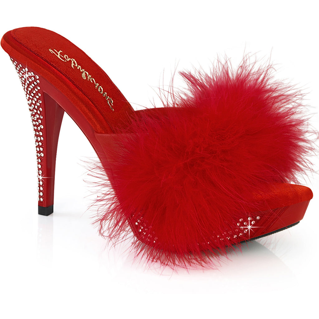 4 1/2" Heel, 1" Pf Marabou Fur Slipper Pleaser Fabulicious ELEGANT/401F