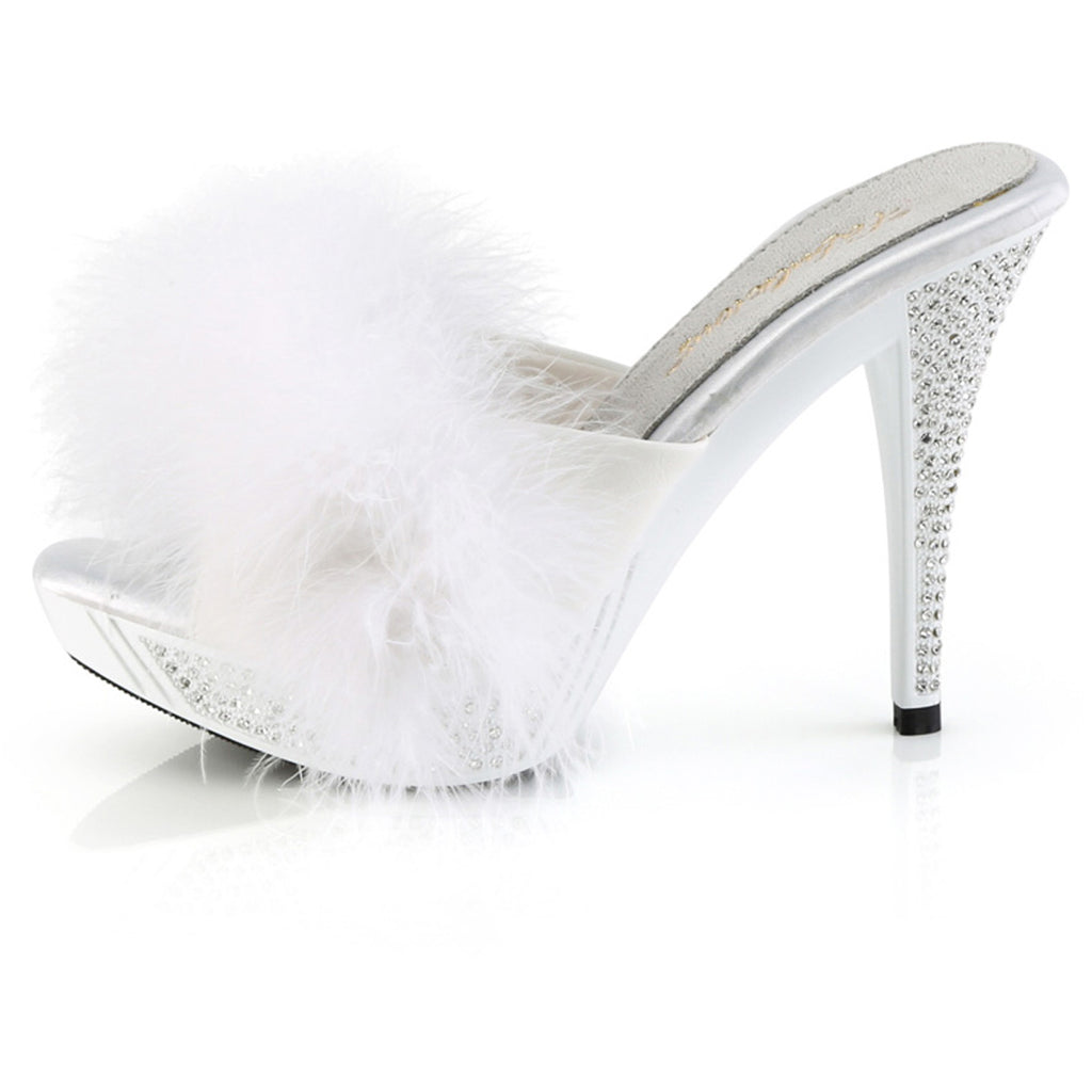 4 1/2" Heel, 1" Pf Marabou Fur Slipper Pleaser Fabulicious ELEGANT/401F