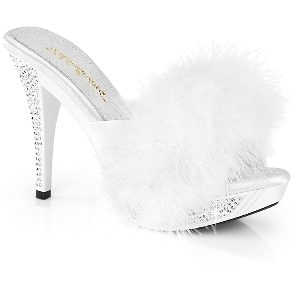 4 1/2" Heel, 1" Pf Marabou Fur Slipper Pleaser Fabulicious ELEGANT/401F