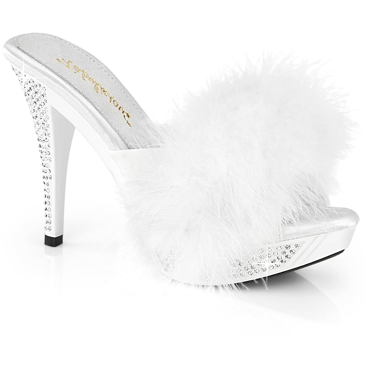 4 1/2" Heel, 1" Pf Marabou Fur Slipper Pleaser Fabulicious ELEGANT/401F