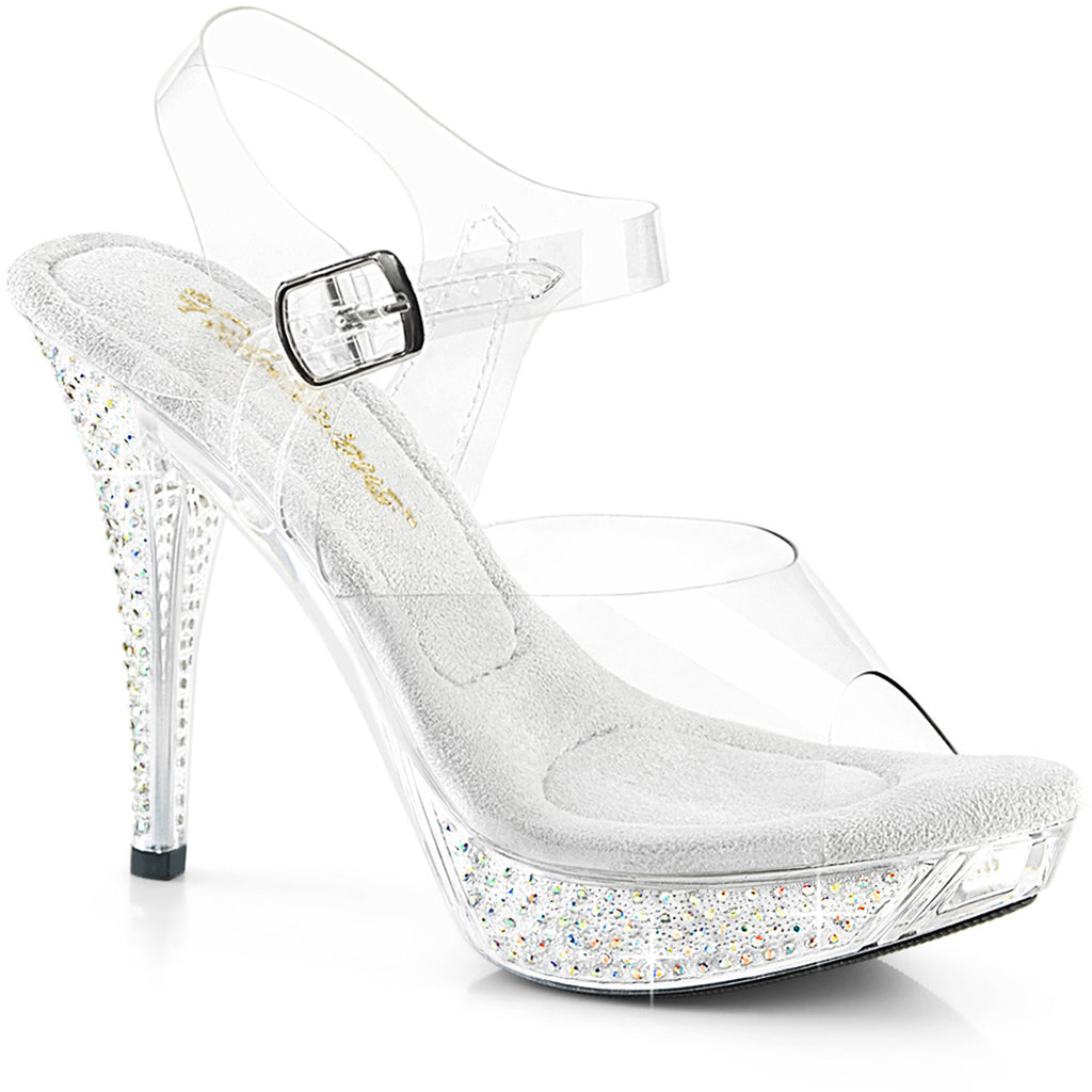 4 1/2" Heel, 1" Pf Ankle Strap Sandal W/Rs Pleaser Fabulicious ELEGANT/408