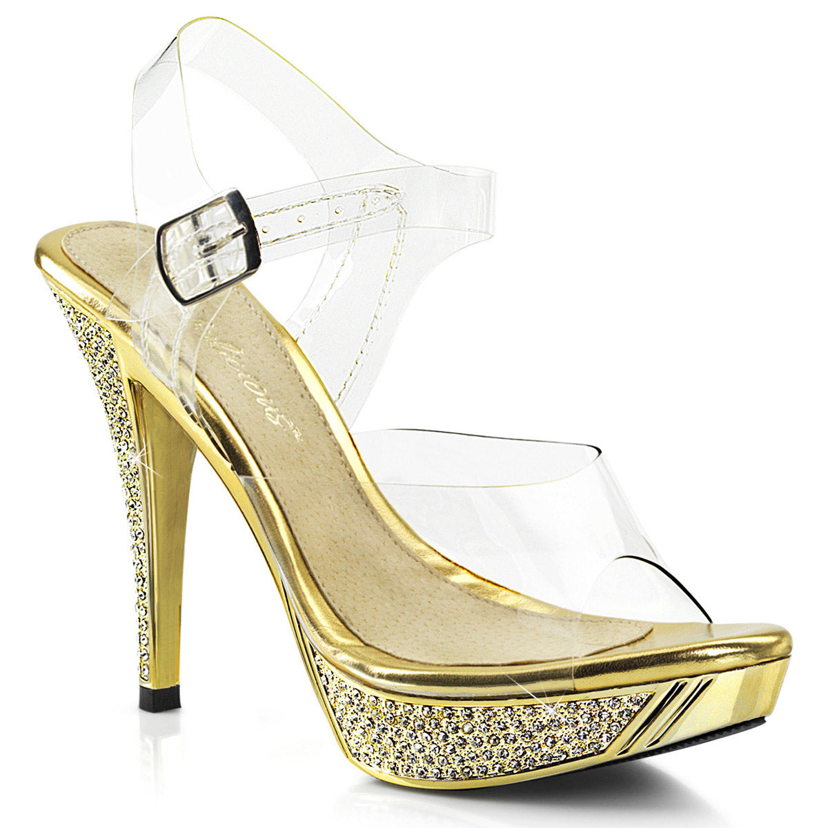 4 1/2" Heel, 1" PF Ankle Strap Sandal W/ RS Pleaser Fabulicious ELEGANT/408 Main image