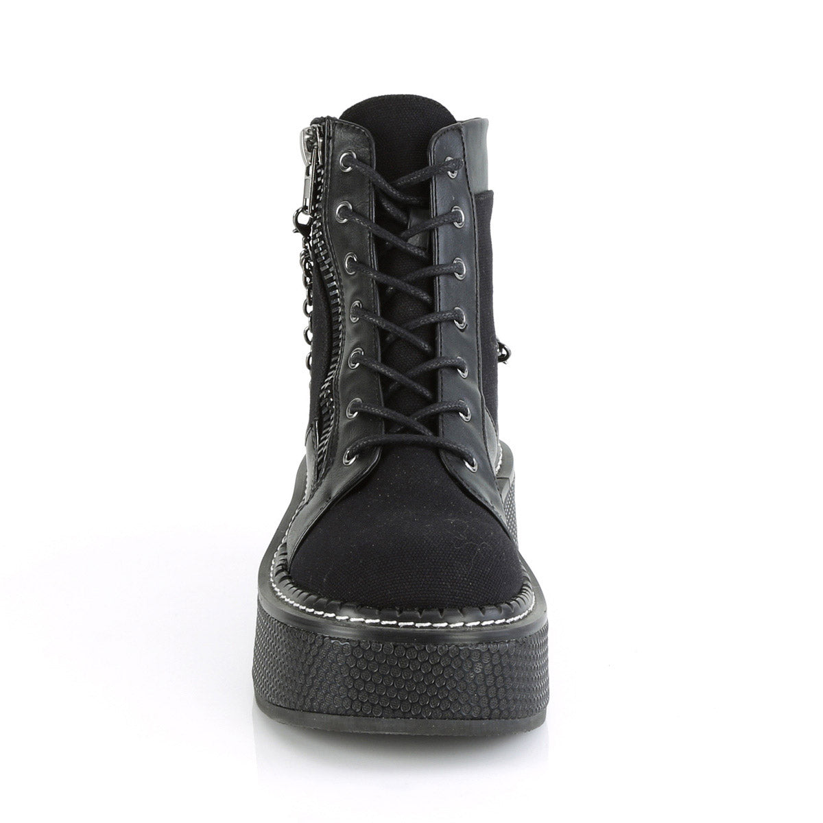 Demonia Emily-114 2" Platform Lace-Up Ankle Bootie with Outer Metal Zipper and Chains Secondary image