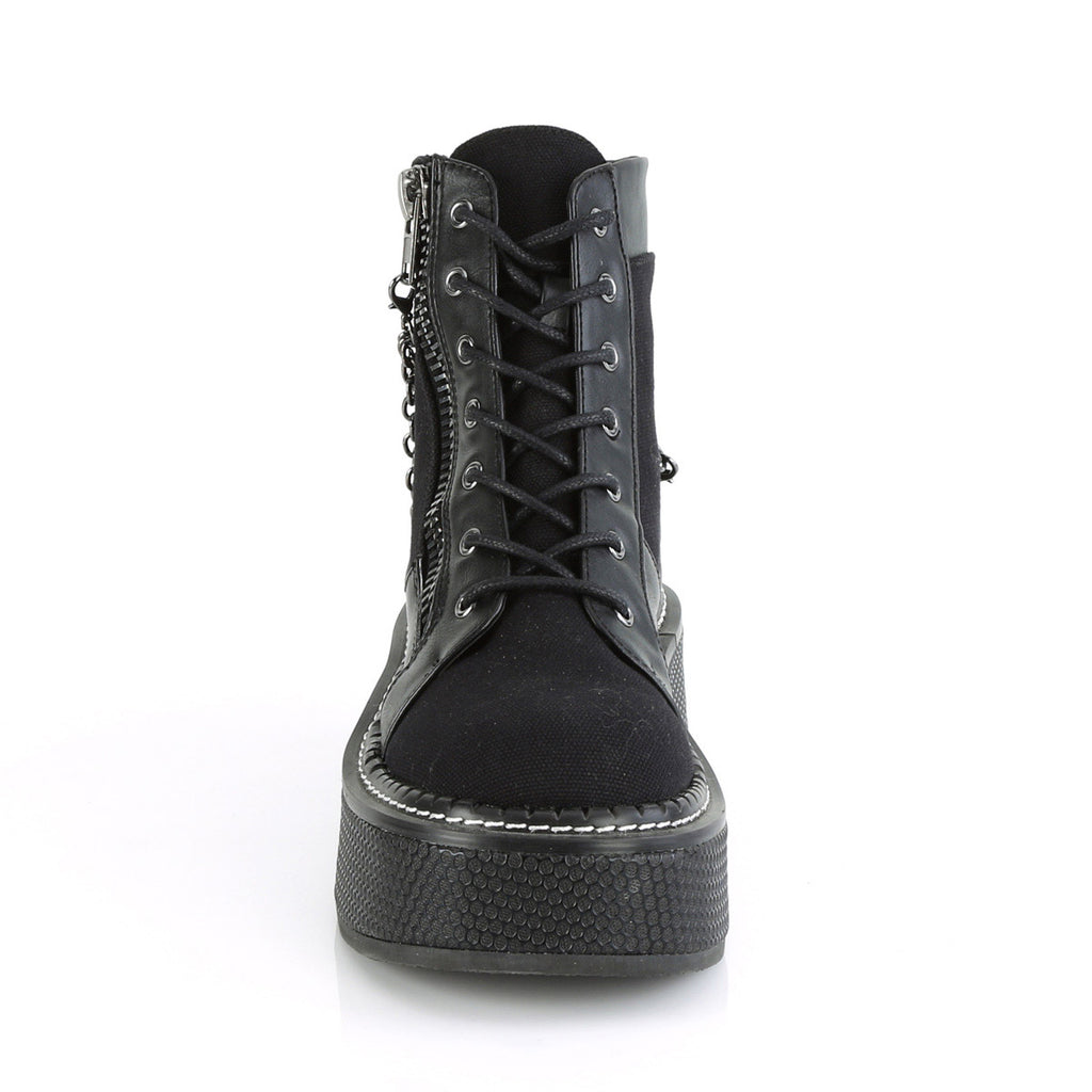 2" Platform Lace-up Bootie, Outer Metal Zipper Pleaser Demonia EMI114/BCA/VL