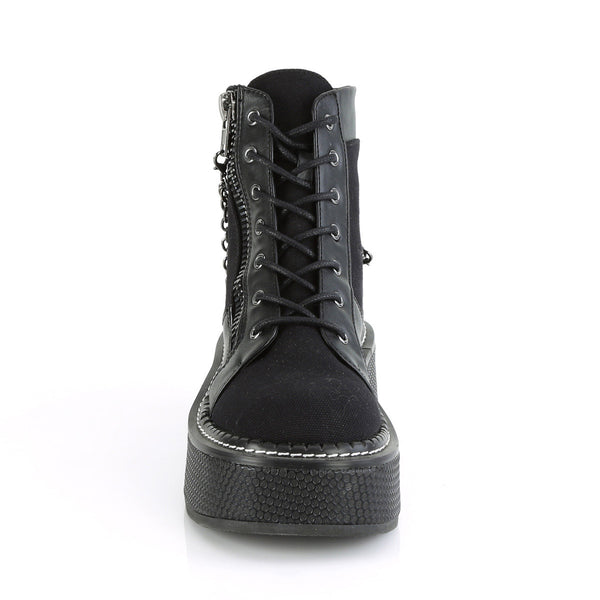 2" Platform Lace-up Bootie, Outer Metal Zipper Pleaser Demonia EMI114/BCA/VL