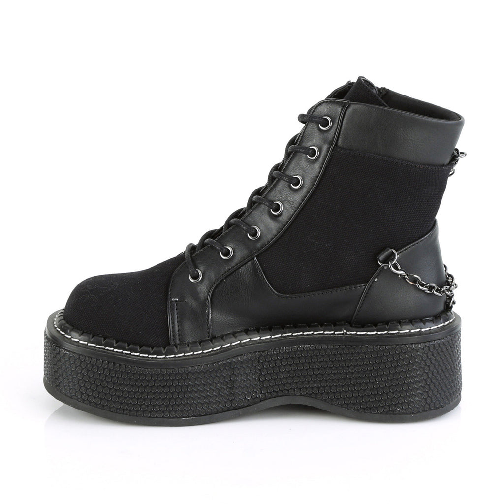 2" Platform Lace-up Bootie, Outer Metal Zipper Pleaser Demonia EMI114/BCA/VL