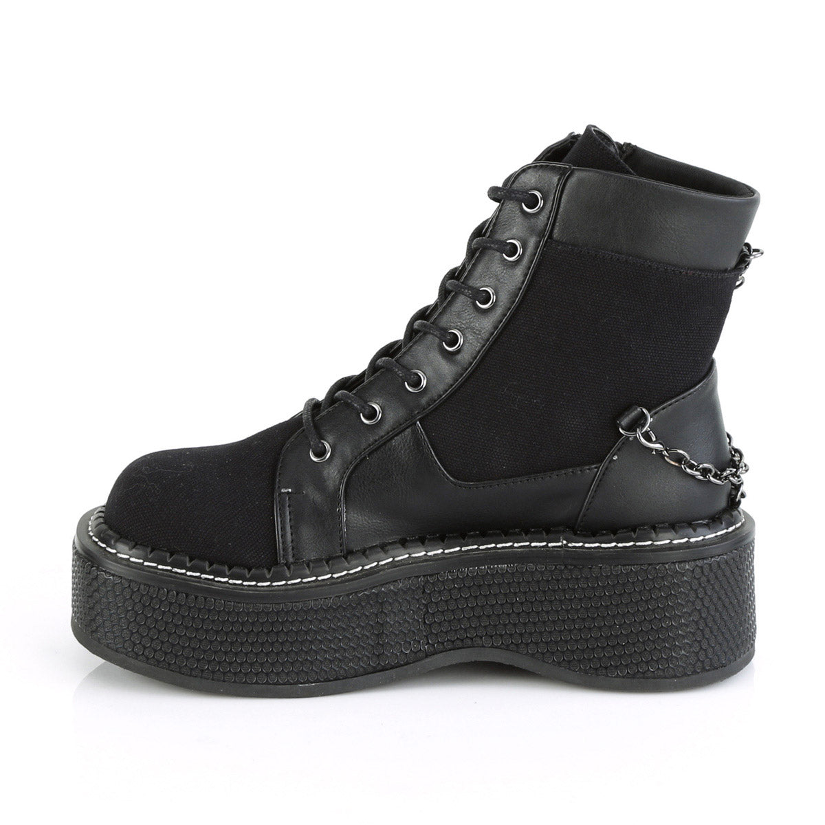 2" Platform Lace-up Bootie, Outer Metal Zipper Pleaser Demonia EMI114/BCA/VL