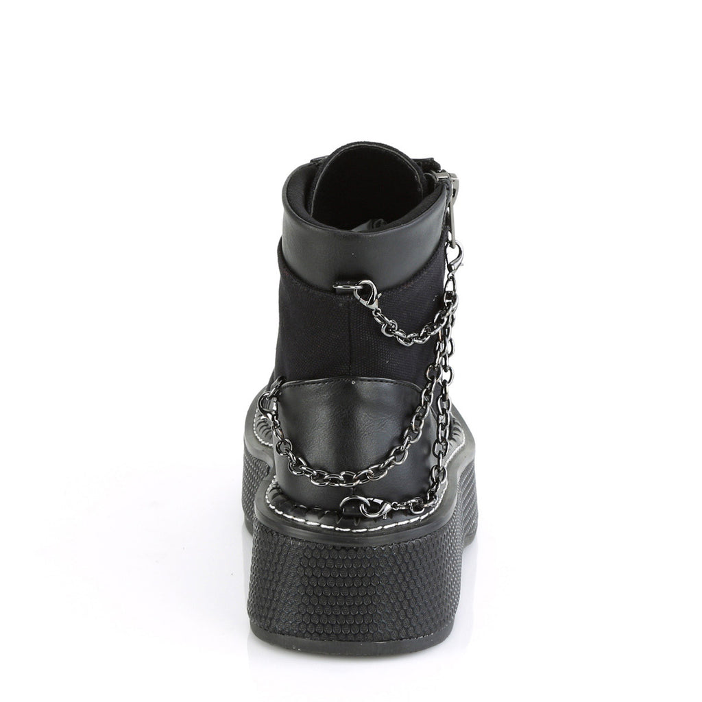 2" Platform Lace-up Bootie, Outer Metal Zipper Pleaser Demonia EMI114/BCA/VL