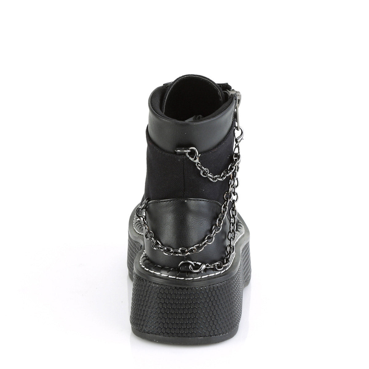 2" Platform Lace-up Bootie, Outer Metal Zipper Pleaser Demonia EMI114/BCA/VL
