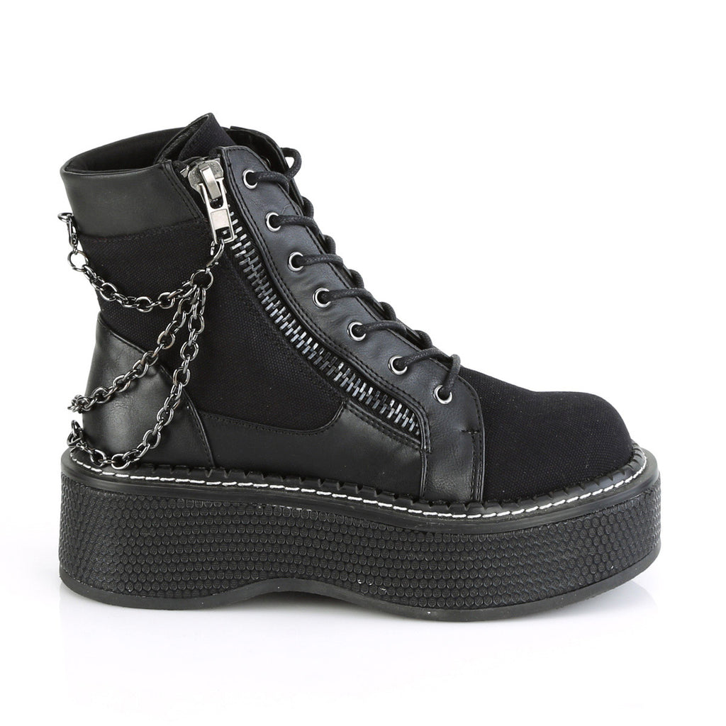 2" Platform Lace-up Bootie, Outer Metal Zipper Pleaser Demonia EMI114/BCA/VL
