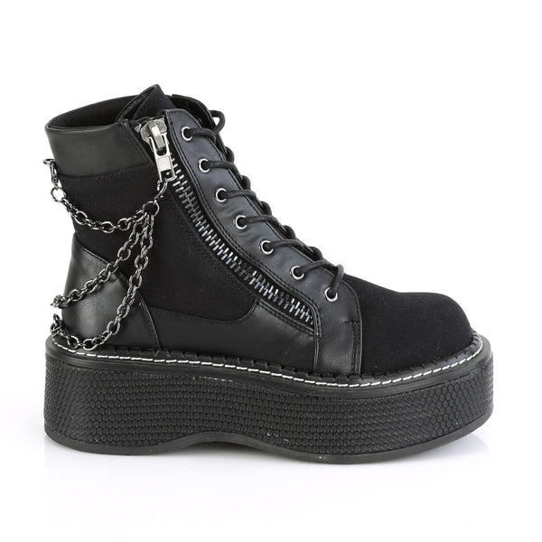 2" Platform Lace-up Bootie, Outer Metal Zipper Pleaser Demonia EMI114/BCA/VL