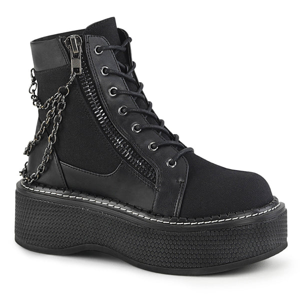 2" Platform Lace-up Bootie, Outer Metal Zipper Pleaser Demonia EMI114/BCA/VL