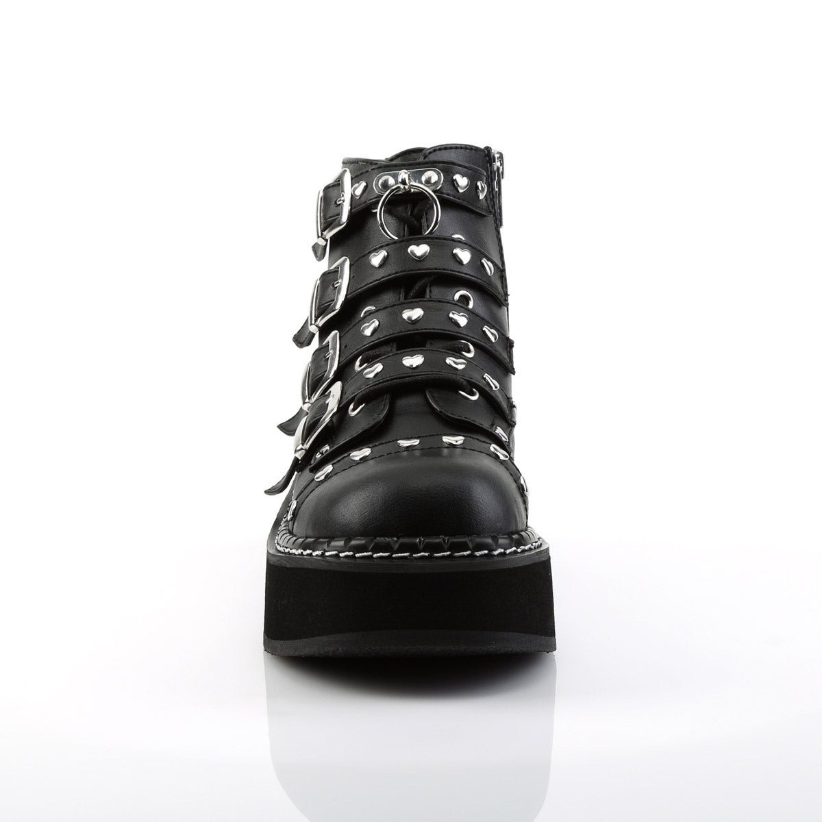 Demonia 2" Platform Lace-Up Front/ Buckle Strap Ankle Boot, Side Zip Blk Vegan Leather EMI315/BVL Secondary image
