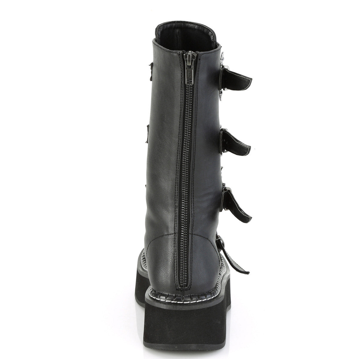 2" PF Lace-up Mid-Calf Boot w/ 4 Buckle Straps, Back Zip Pleaser Demonia EMILY/322