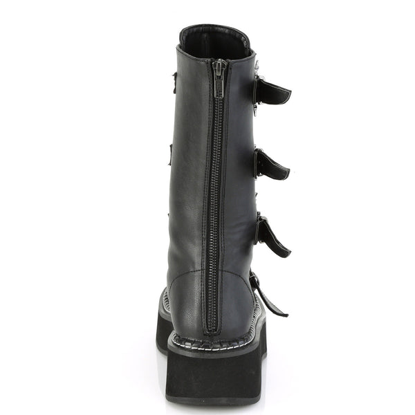 2" PF Lace-up Mid-Calf Boot w/ 4 Buckle Straps, Back Zip Pleaser Demonia EMILY/322