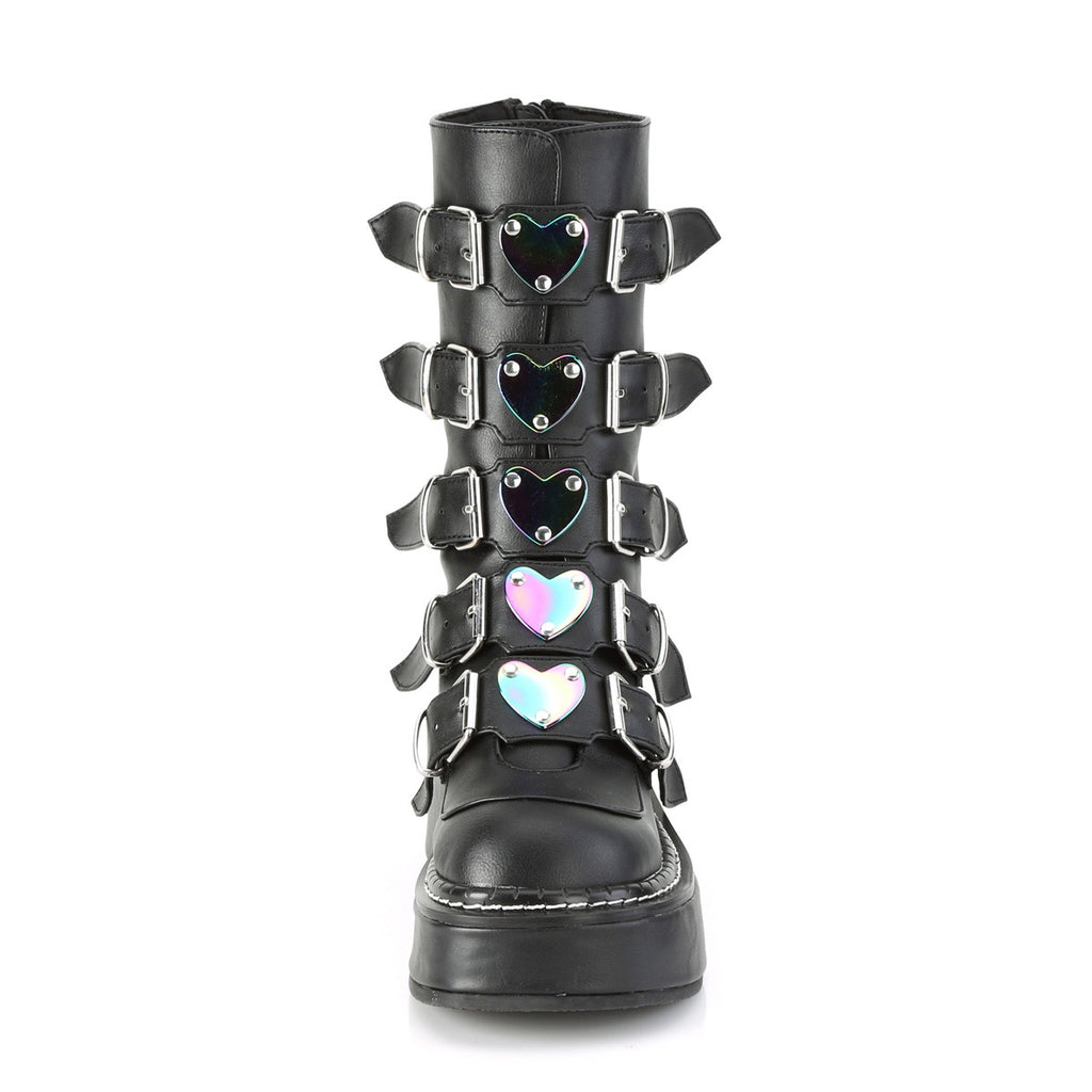 2" Platform Calf High W/ 5 Buckle Straps, Back Metal Zip Pleaser Demonia EMILY/330