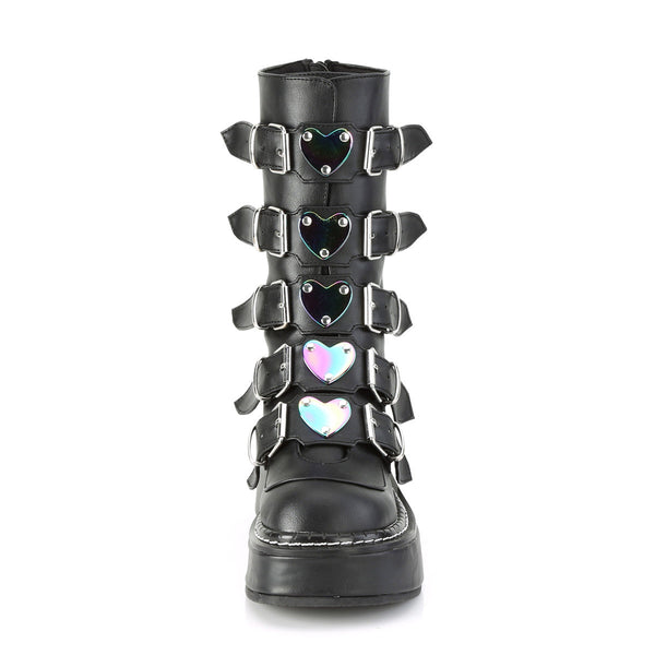 2" Platform Calf High W/ 5 Buckle Straps, Back Metal Zip Pleaser Demonia EMILY/330