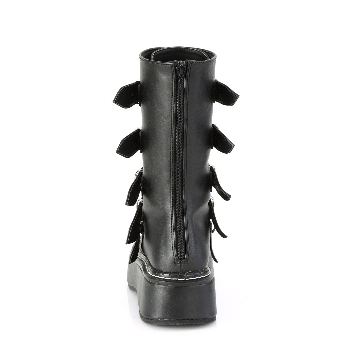2" Platform Calf High W/ 5 Buckle Straps, Back Metal Zip Pleaser Demonia EMILY/330