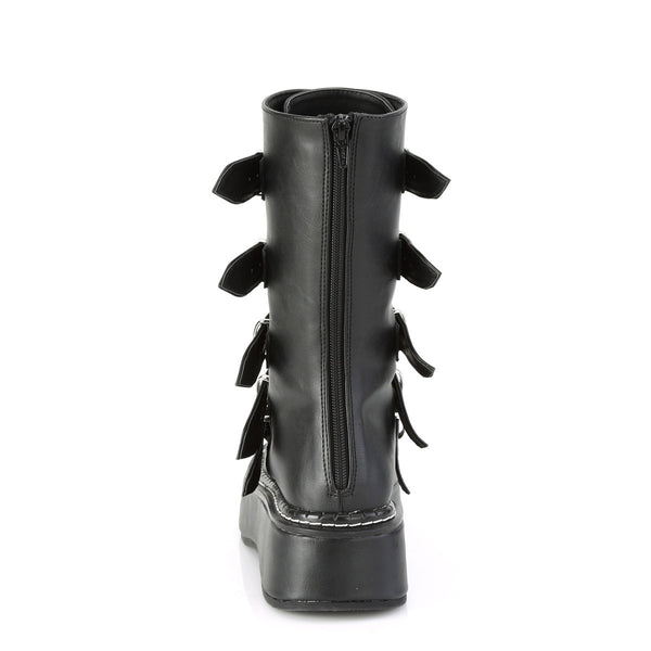 2" Platform Calf High W/ 5 Buckle Straps, Back Metal Zip Pleaser Demonia EMILY/330
