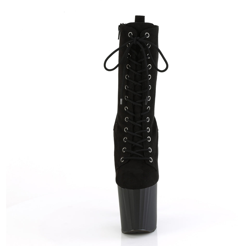 7 1/2" Heel, 3 1/2" Pf Lace-Up Mid Calf Boot, Side Zip Pleaser Pleaser ENCHANT/1040