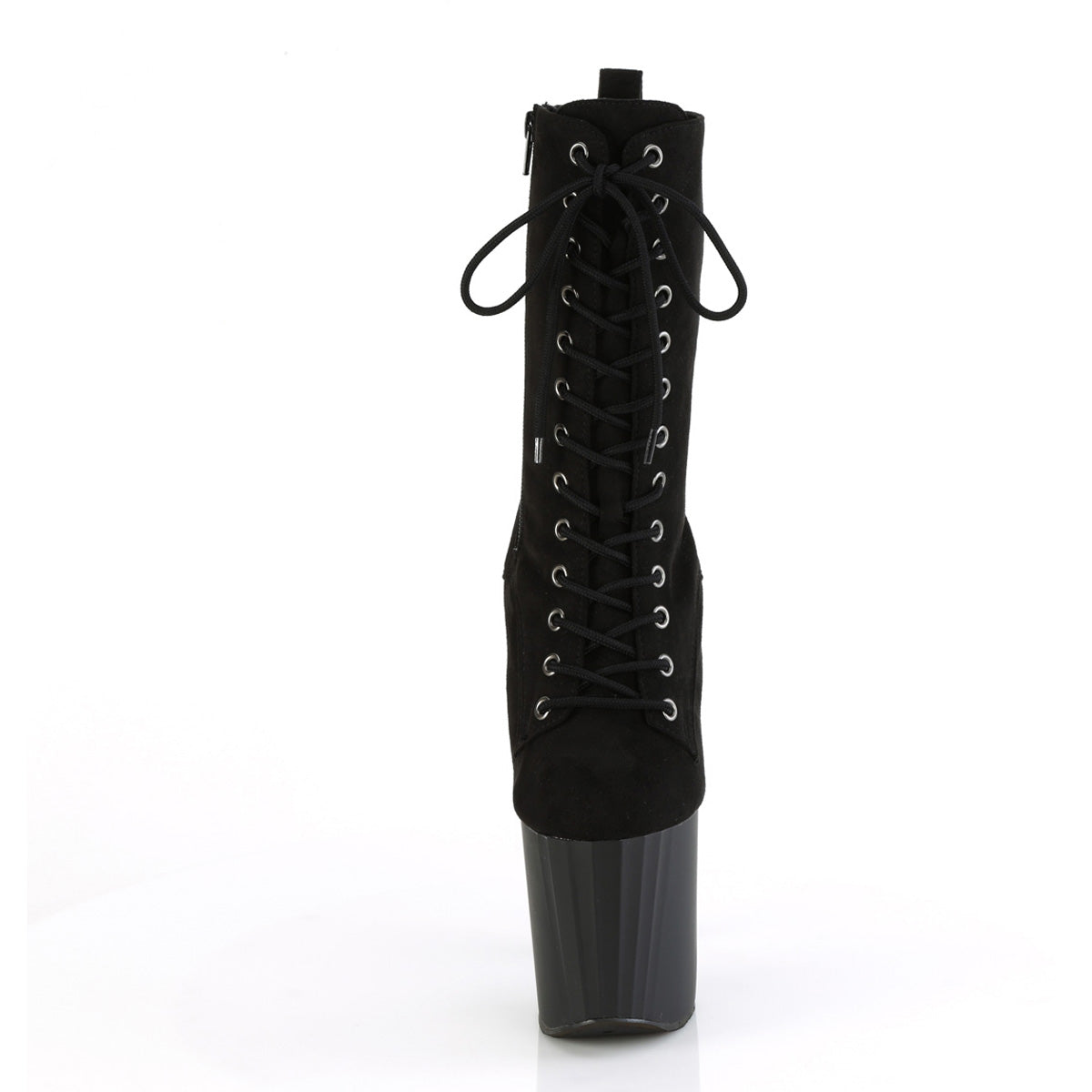 7 1/2" Heel, 3 1/2" Pf Lace-Up Mid Calf Boot, Side Zip Pleaser Pleaser ENCHANT/1040