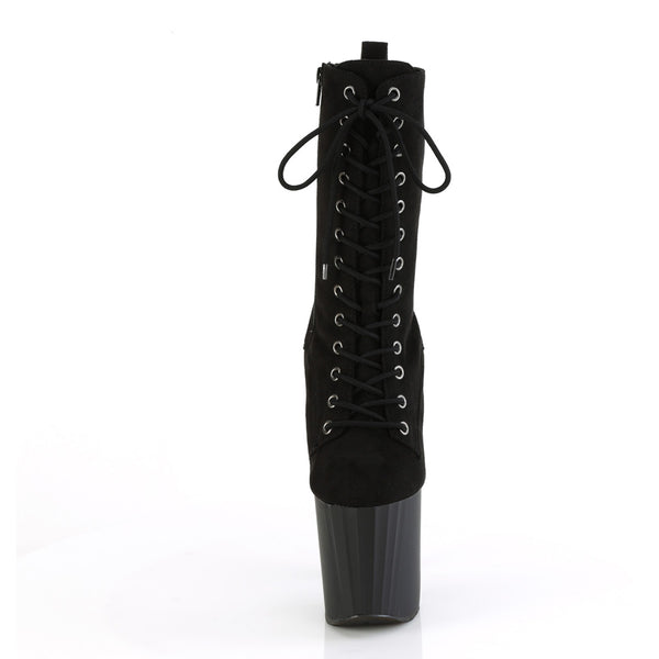 7 1/2" Heel, 3 1/2" Pf Lace-Up Mid Calf Boot, Side Zip Pleaser Pleaser ENCHANT/1040
