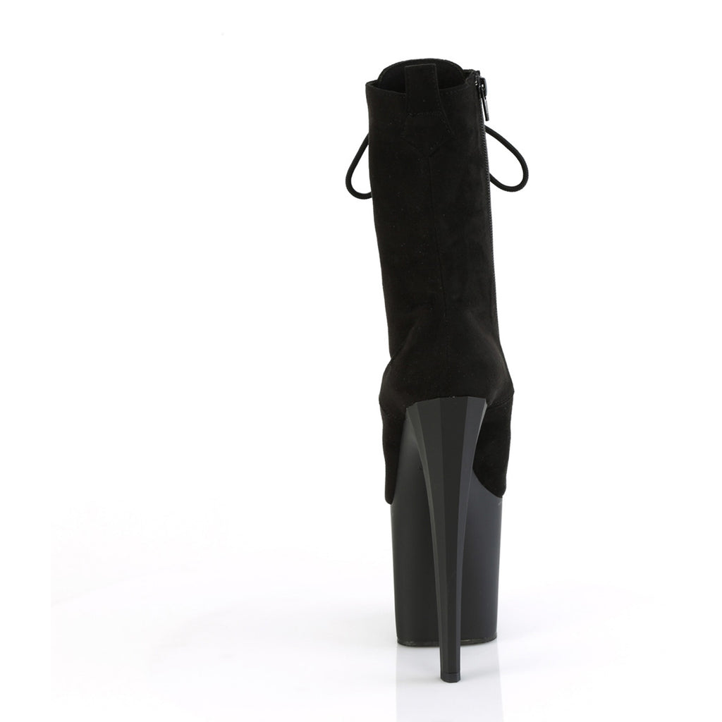 7 1/2" Heel, 3 1/2" Pf Lace-Up Mid Calf Boot, Side Zip Pleaser Pleaser ENCHANT/1040
