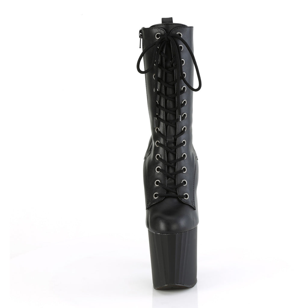 7 1/2" Heel, 3 1/2" Pf Lace-Up Mid Calf Boot, Side Zip Pleaser Pleaser ENCHANT/1040
