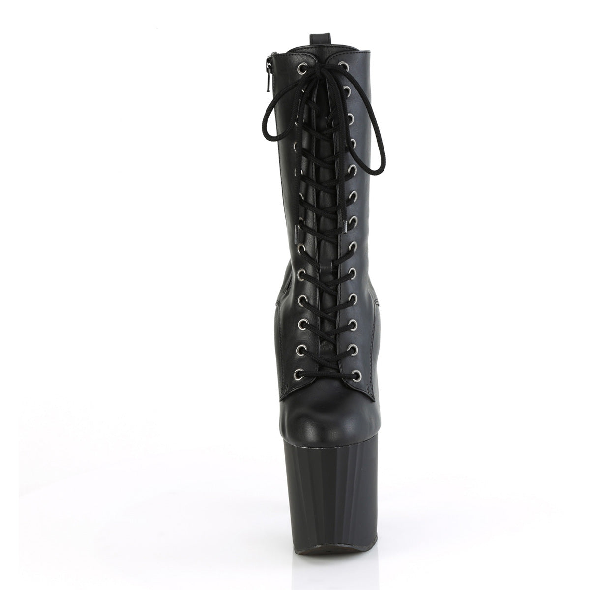7 1/2" Heel, 3 1/2" Pf Lace-Up Mid Calf Boot, Side Zip Pleaser Pleaser ENCHANT/1040