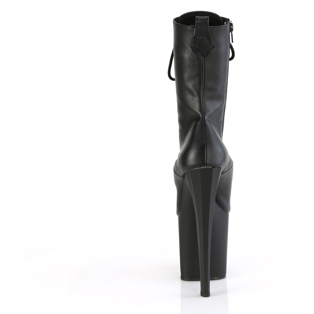 7 1/2" Heel, 3 1/2" Pf Lace-Up Mid Calf Boot, Side Zip Pleaser Pleaser ENCHANT/1040