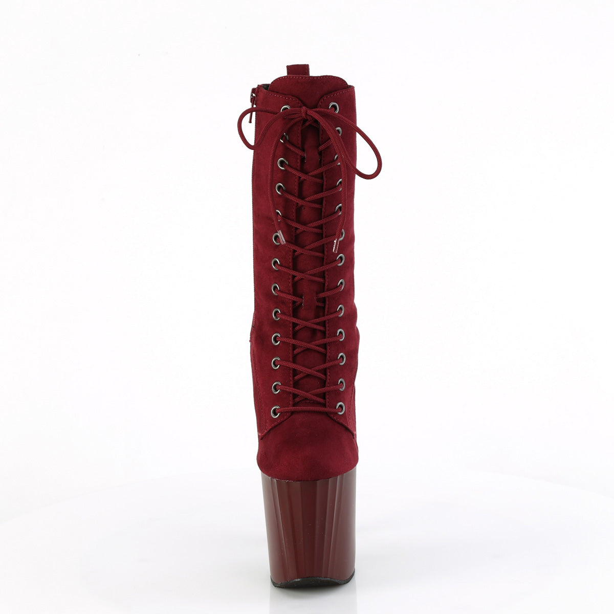 7 1/2" Heel, 3 1/2" Pf Lace-Up Mid Calf Boot, Side Zip Pleaser Pleaser ENCHANT/1040