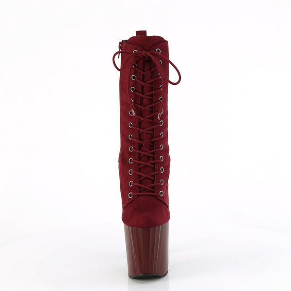 7 1/2" Heel, 3 1/2" Pf Lace-Up Mid Calf Boot, Side Zip Pleaser Pleaser ENCHANT/1040