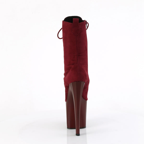 7 1/2" Heel, 3 1/2" Pf Lace-Up Mid Calf Boot, Side Zip Pleaser Pleaser ENCHANT/1040