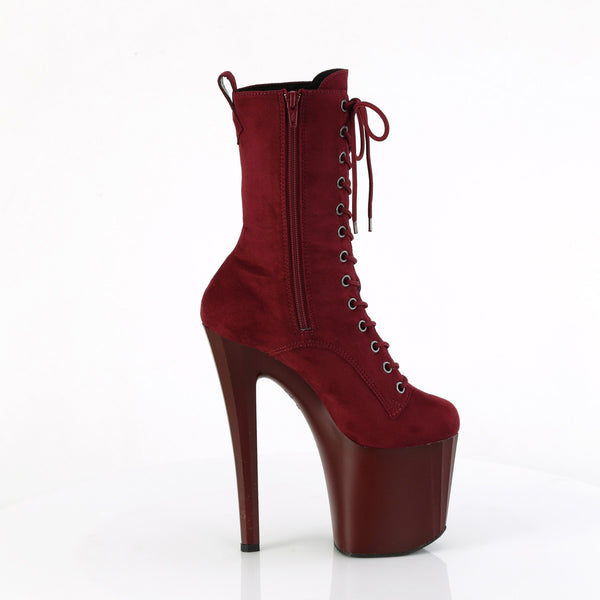 7 1/2" Heel, 3 1/2" Pf Lace-Up Mid Calf Boot, Side Zip Pleaser Pleaser ENCHANT/1040
