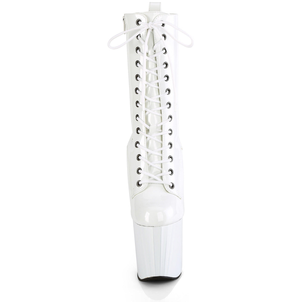 7 1/2" Heel, 3 1/2" Pf Lace-Up Mid Calf Boot, Side Zip Pleaser Pleaser ENCHANT/1040