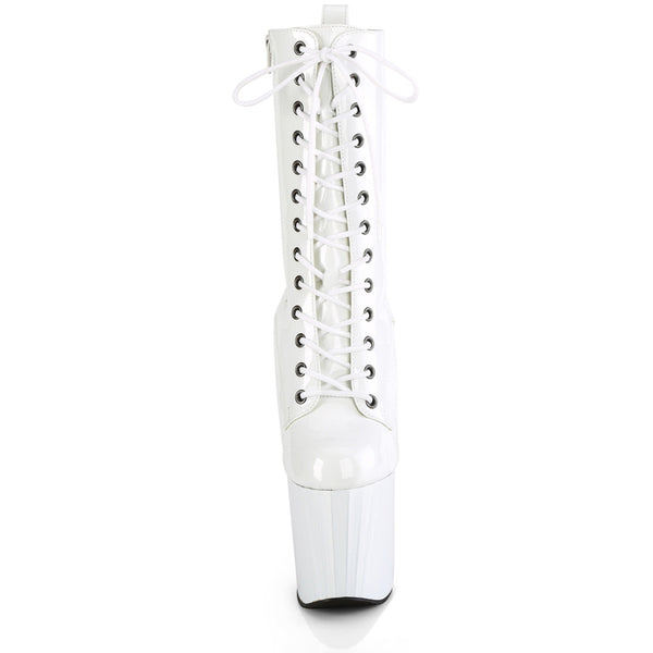 7 1/2" Heel, 3 1/2" Pf Lace-Up Mid Calf Boot, Side Zip Pleaser Pleaser ENCHANT/1040