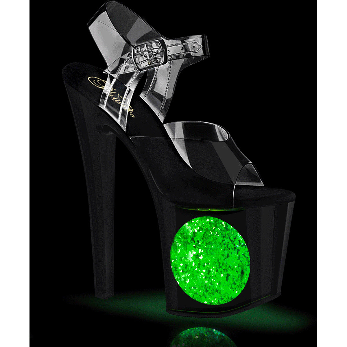 7 1/2" Heel, 3 1/2" Pf Led Illuminated Ankle Strap Sandal Pleaser Pleaser ENCHANT/708LT/CIRCLE Main image