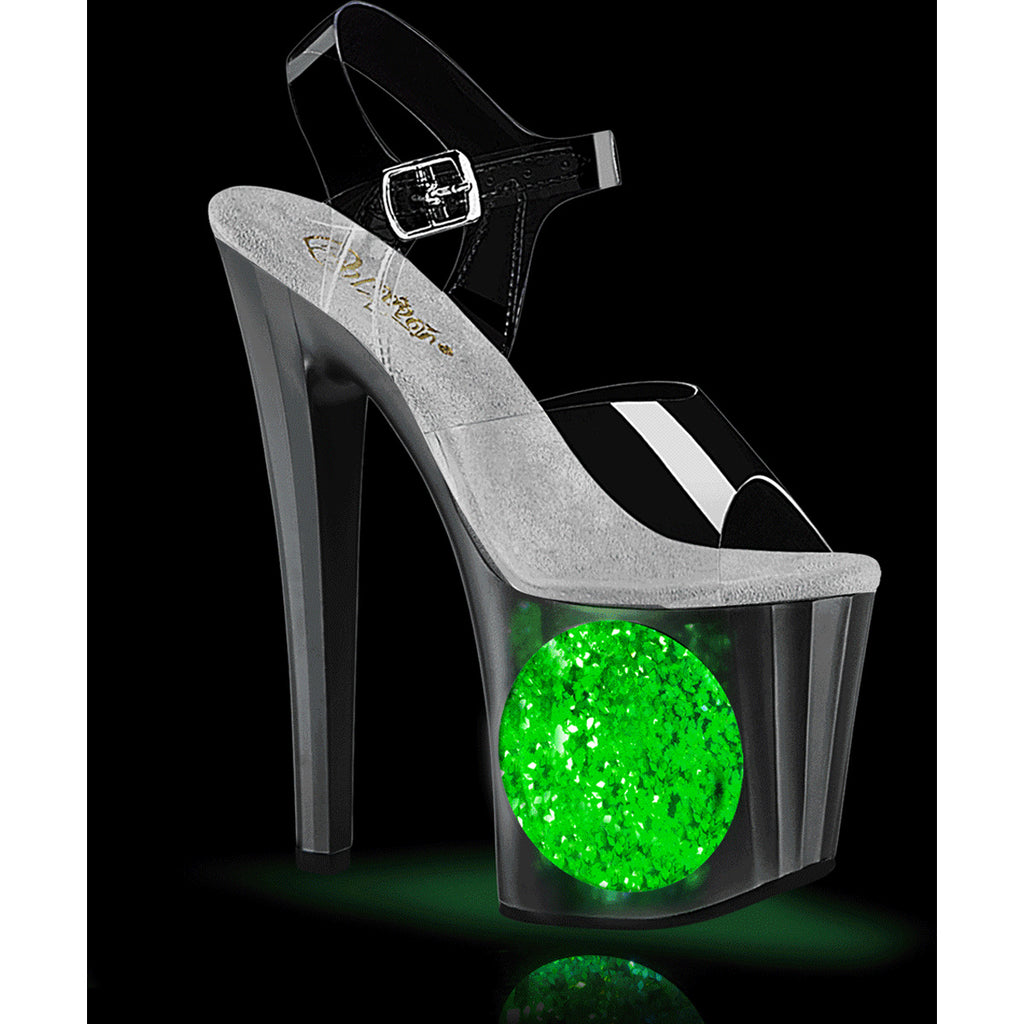 7 1/2" Heel, 3 1/2" Pf Led Illuminated Ankle Strap Sandal Pleaser Pleaser ENCHANT/708LT/CIRCLE