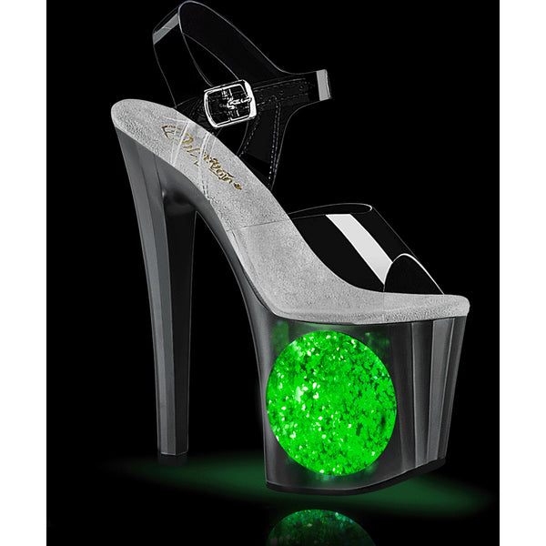 7 1/2" Heel, 3 1/2" Pf Led Illuminated Ankle Strap Sandal Pleaser Pleaser ENCHANT/708LT/CIRCLE