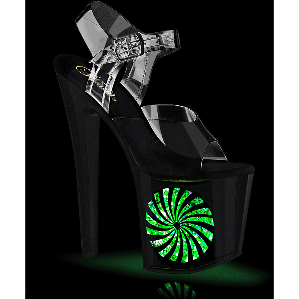 7 1/2" Heel, 3 1/2" Pf Led Illuminated Ankle Strap Sandal Pleaser Pleaser ENCHANT/708LT/PINWHE