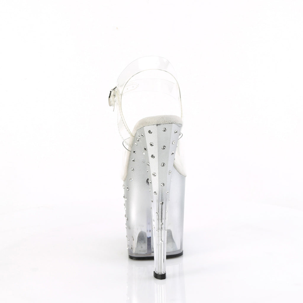7 1/2" Heel, 3 1/2" Led Illuminated Ankle Strap Sandal W/Rs Pleaser Pleaser ENCHANT/708T/LT