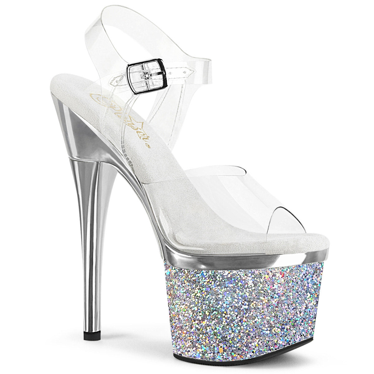 7" Heel, 3" Pf Ankle Strap Sandal Pleaser Pleaser ESTEEM/708CHLG Main image