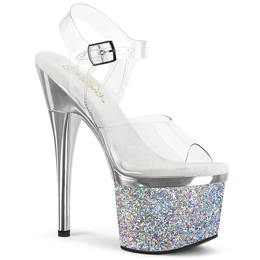 7" Heel, 3" Pf Ankle Strap Sandal Pleaser Pleaser ESTEEM/708CHLG
