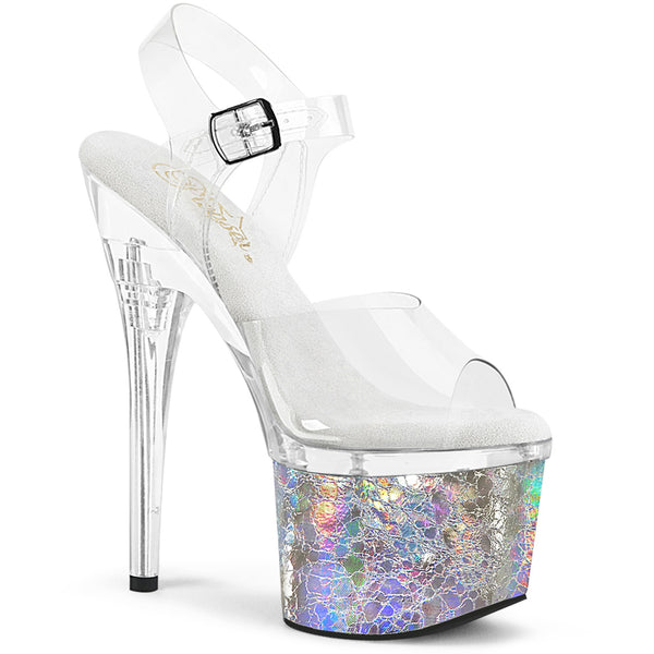 7" Heel, 3" Pf Ankle Strap Sandal Pleaser  ESTEEM/708CK