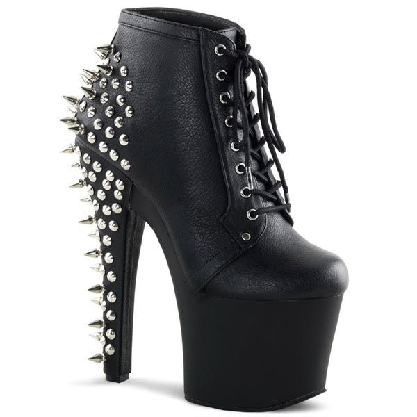 Punk Rock Spike Stud Platform Lace Up High Heel Ankle Boots Shoes Pleaser Pleaser FEARLESS/700/28