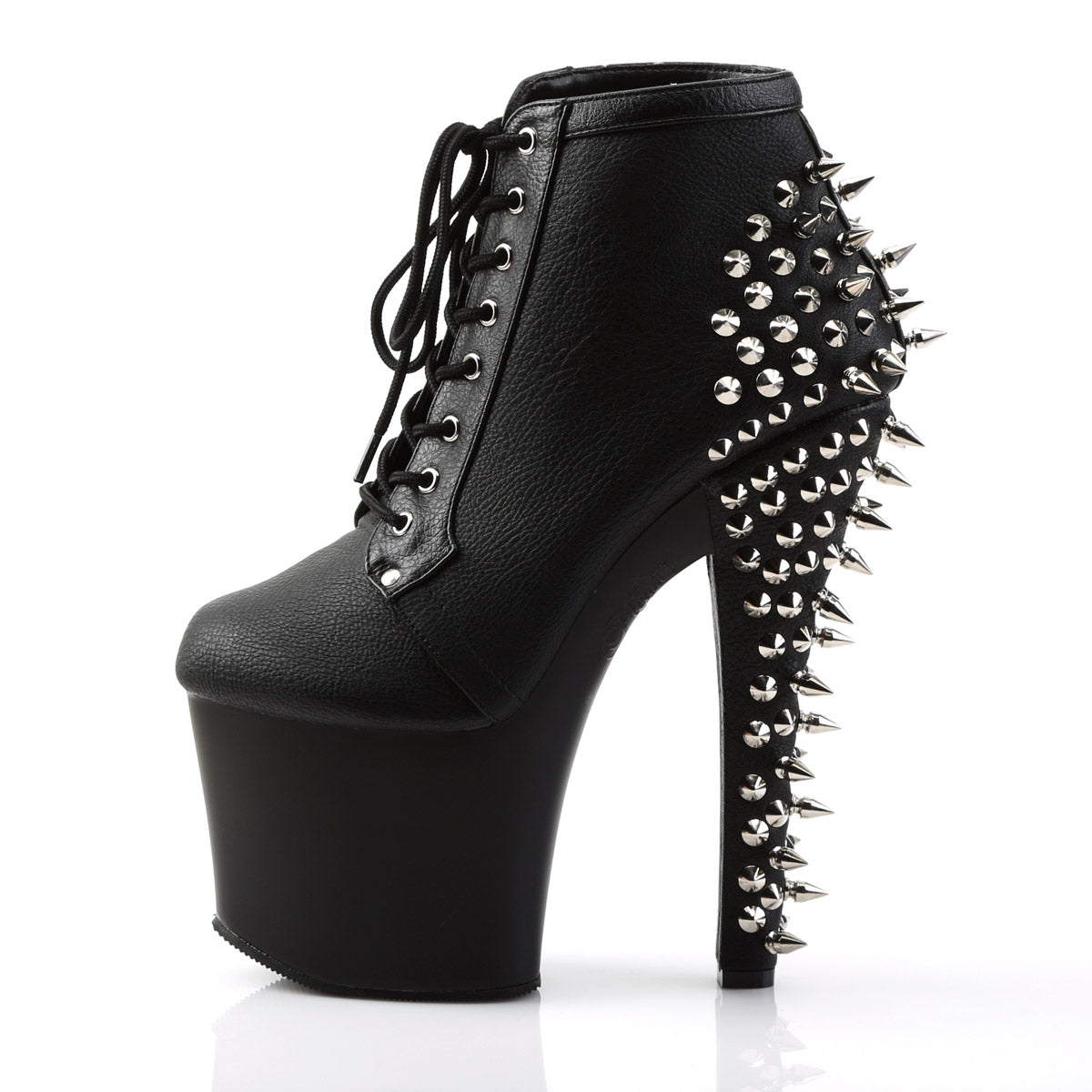Punk Rock Spike Stud Platform Lace Up High Heel Ankle Boots Shoes Pleaser Pleaser FEARLESS/700/28