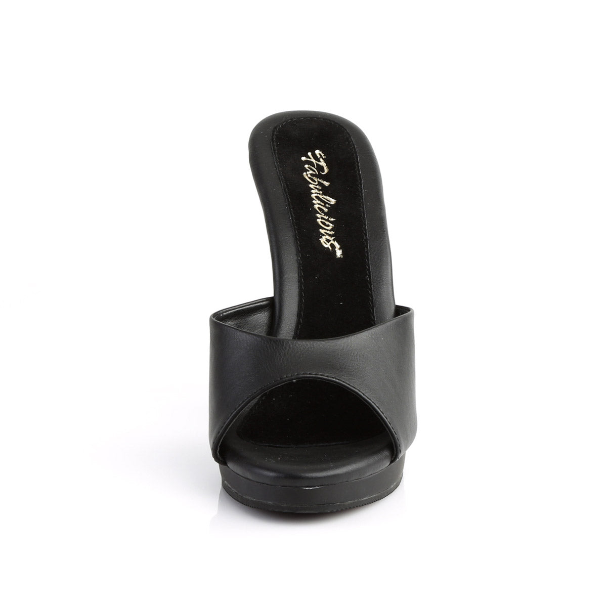 4 1/2" Heel, 1/2" PF Slide Blk Pu/Blk Pleaser Fabulicious FLAIR/401/2