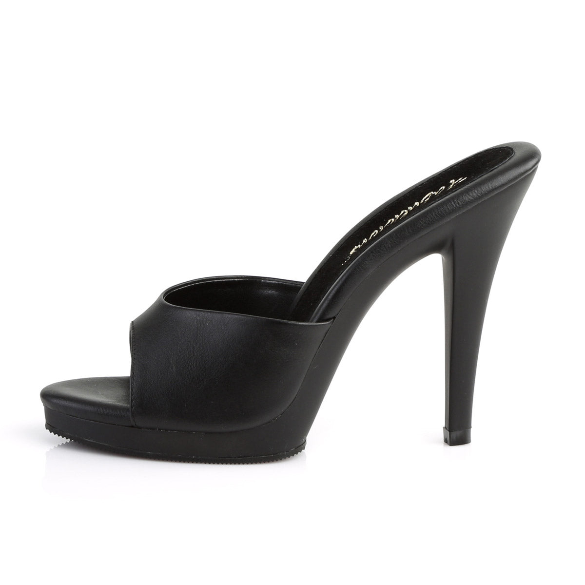 4 1/2" Heel, 1/2" PF Slide Blk Pu/Blk Pleaser Fabulicious FLAIR/401/2
