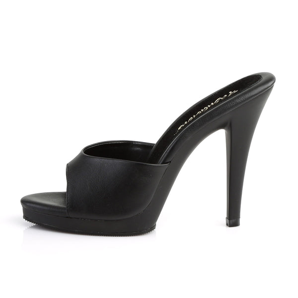 4 1/2" Heel, 1/2" PF Slide Blk Pu/Blk Pleaser Fabulicious FLAIR/401/2