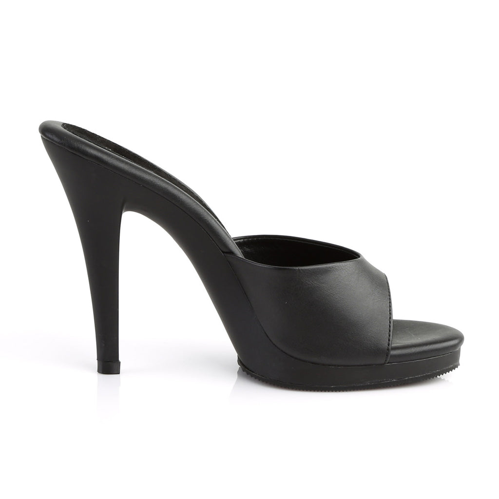 4 1/2" Heel, 1/2" PF Slide Blk Pu/Blk Pleaser Fabulicious FLAIR/401/2